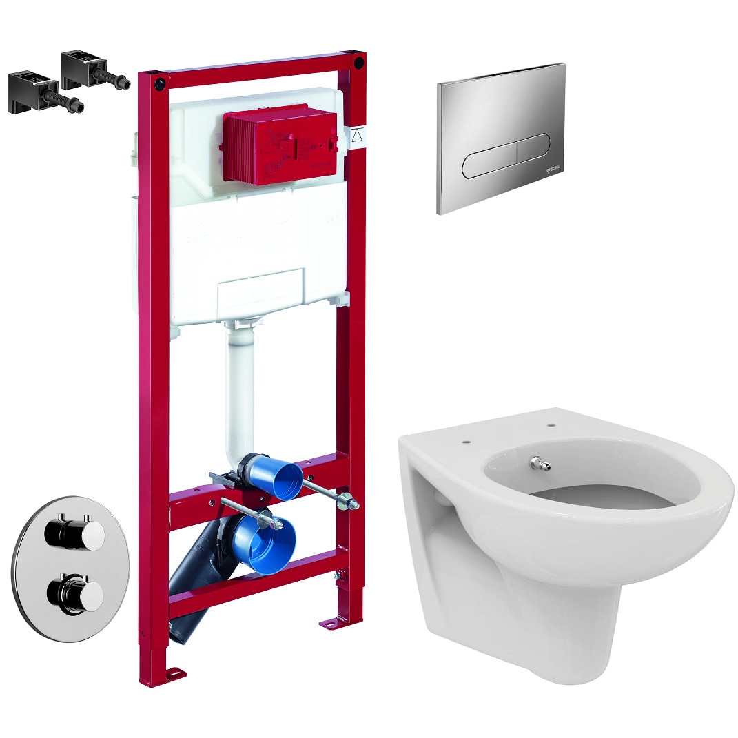 Toaleta cu bideu termostatat Ideal Standard Eurovit, Schell, Paffoni, capacitate 9 L, crom lucios