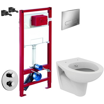 Toaleta cu bideu termostatat Ideal Standard Eurovit, Schell, Paffoni, capacitate 9 L, crom lucios Toaleta cu bideu termostatat Ideal Standard Eurovit, Schell, Paffoni, capacitate 9 L, crom lucios