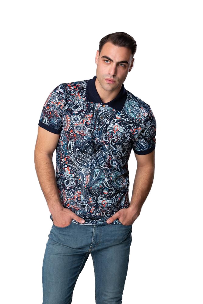 Tricou polo Reflex 201860-06, Alb/Albastru inchis, Alb/Albastru inchis