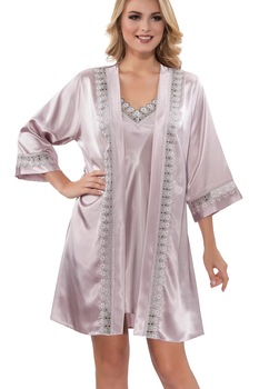 Set pijamale satin, Jasmin, 1739, Alb, L Set pijamale satin, Jasmin, 1739, Alb, L