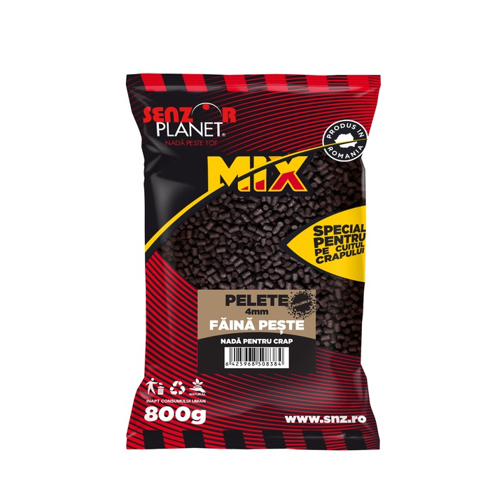 Пелети Senzor Planet, Шаранови, Рибно брашно, 4 мм, 800гр