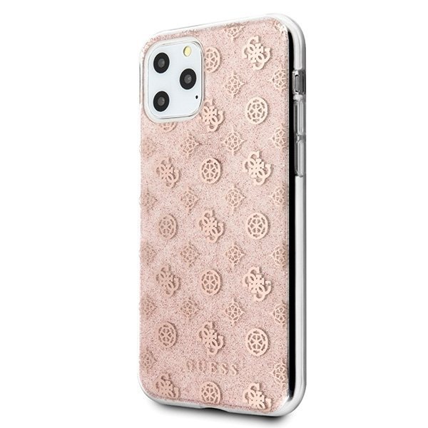 Husa iPhone 11 Pro Guess 4G Peony Glitter Roz