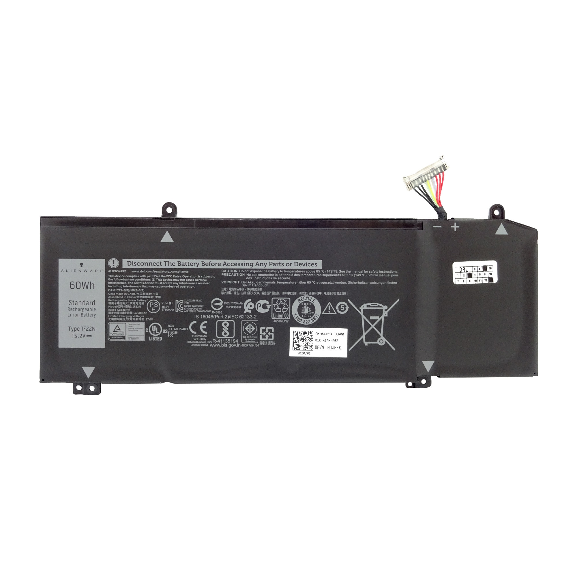 Baterie originala Dell model 1F22N, 15.2V, 60Wh, 4 celule, pentru Alienware M15, M17, G Series G5 5590, G Series G7 7590, 7790