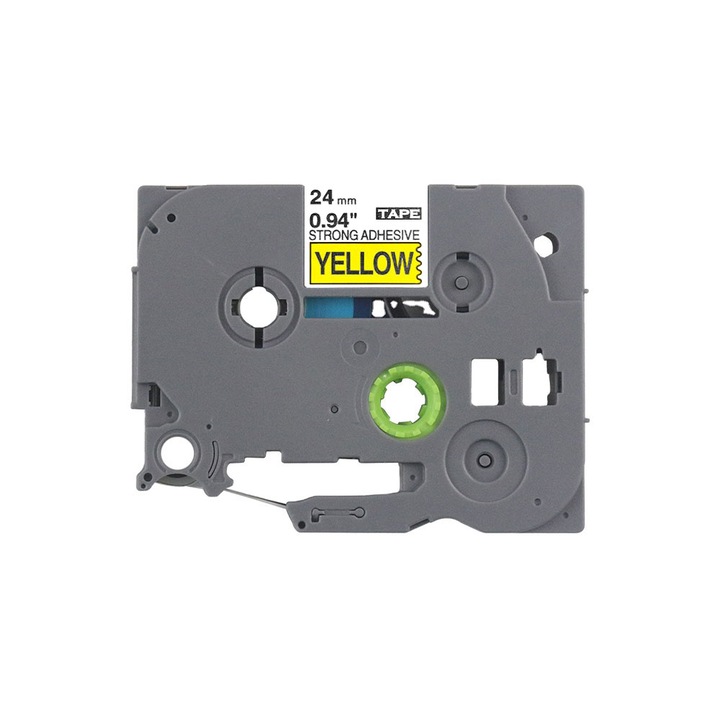 Etichete strong adeziv compatible Brother TZe-S651 24mm x 8m negru/galben caseta gri