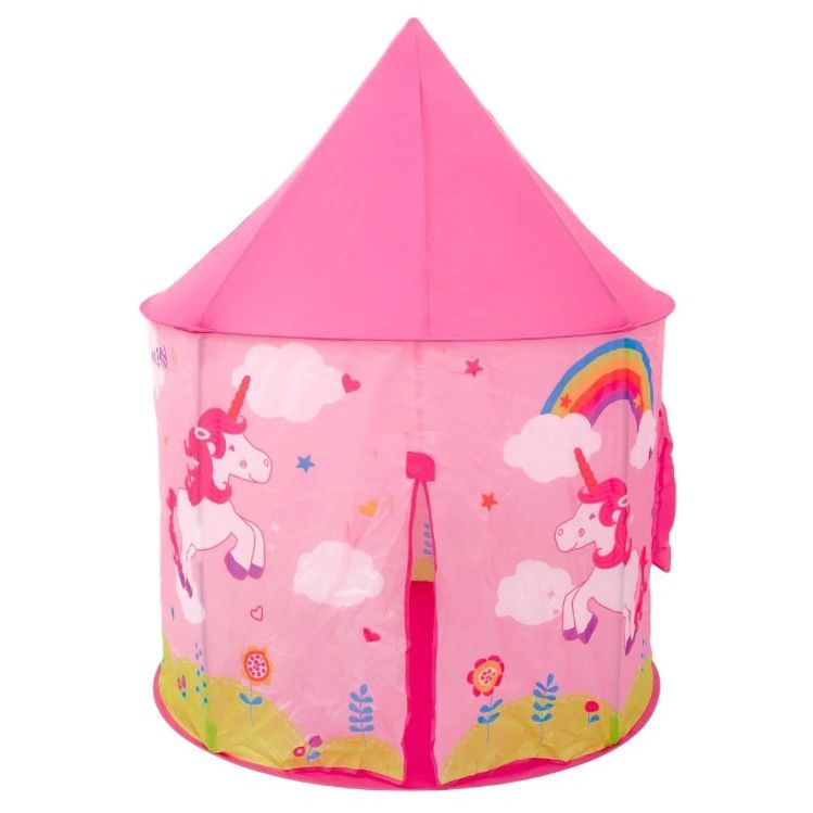 Cort roz cu unicorn pentru fete de culoare roz, 100x100x135 cm, ATS + 3 ani, de interior sau exterior