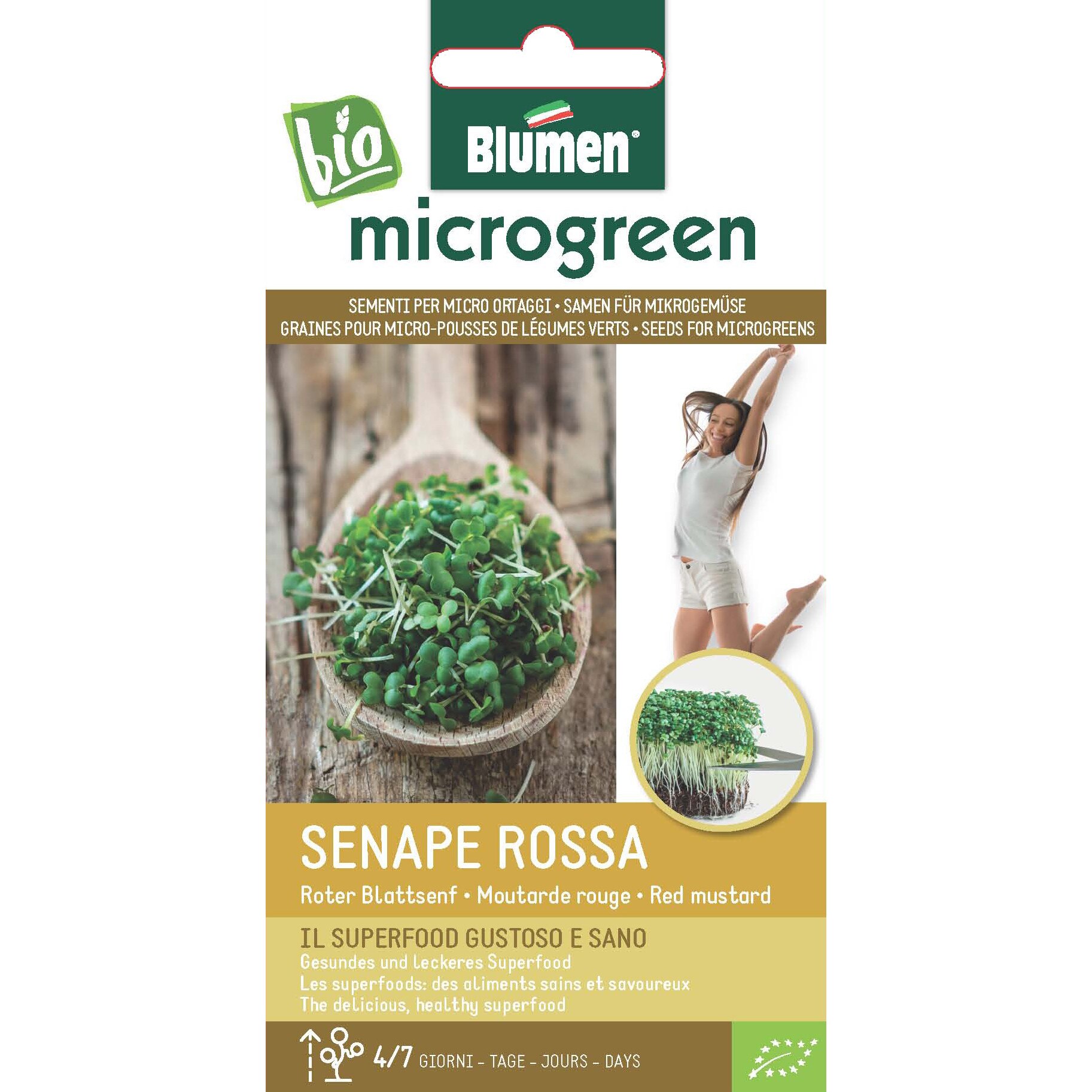 Seminte micro-plante pentru consum Microgreen BIO Blumen, soi Senape Rossa - Mustar Rosu