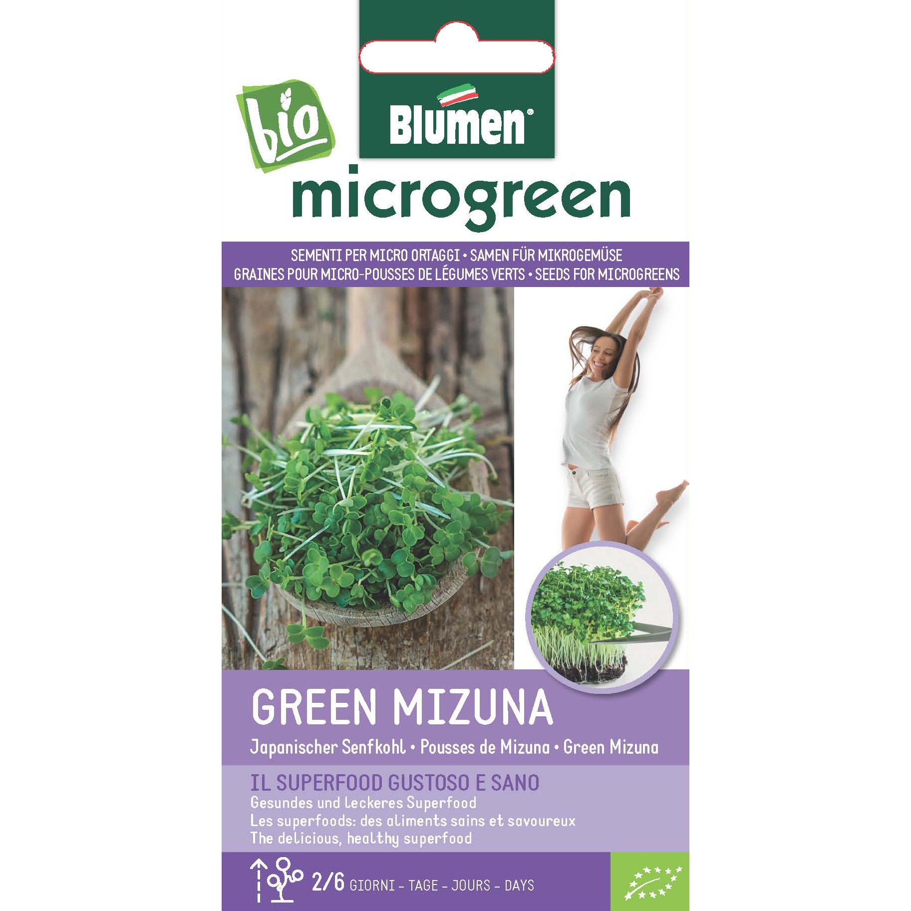 Seminte micro-plante pentru consum Microgreen BIO Blumen, soi Green Mizuna - Varza Japoneza