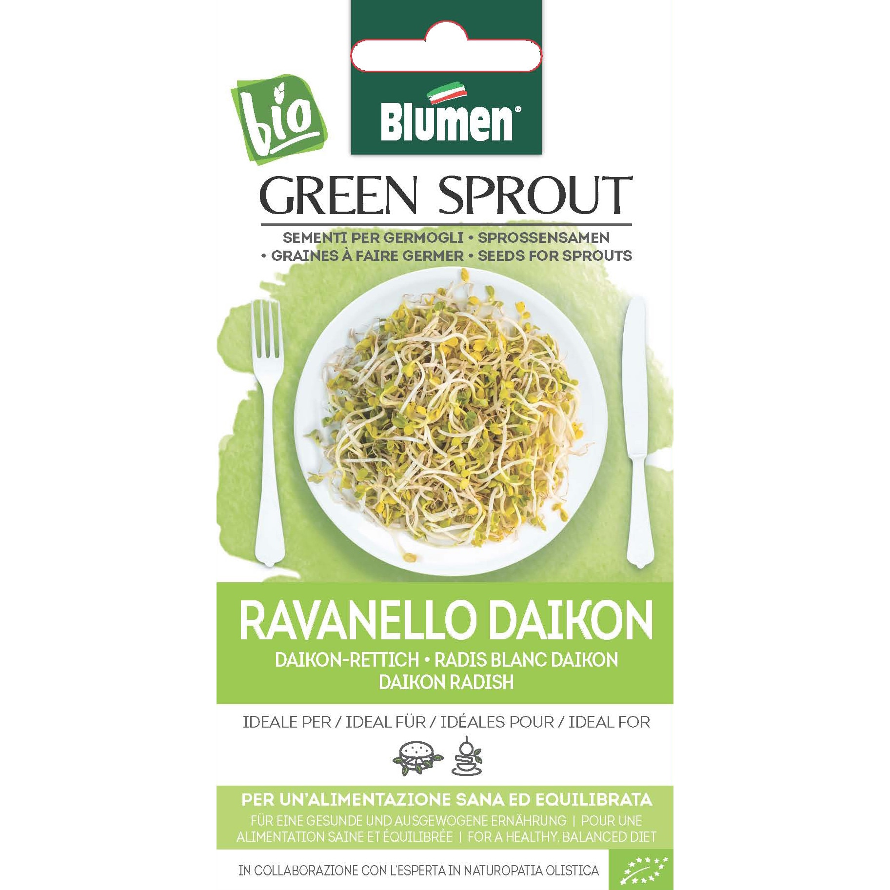 Seminte de germeni pentru consum BIO Blumen, soi Ravanello Daikon - Ridiche Daikon