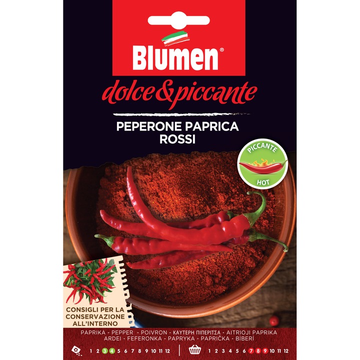 Seminte de ardei iuti premium Blumen, colectia Dolce e Piccante, soi Paprica Rosso