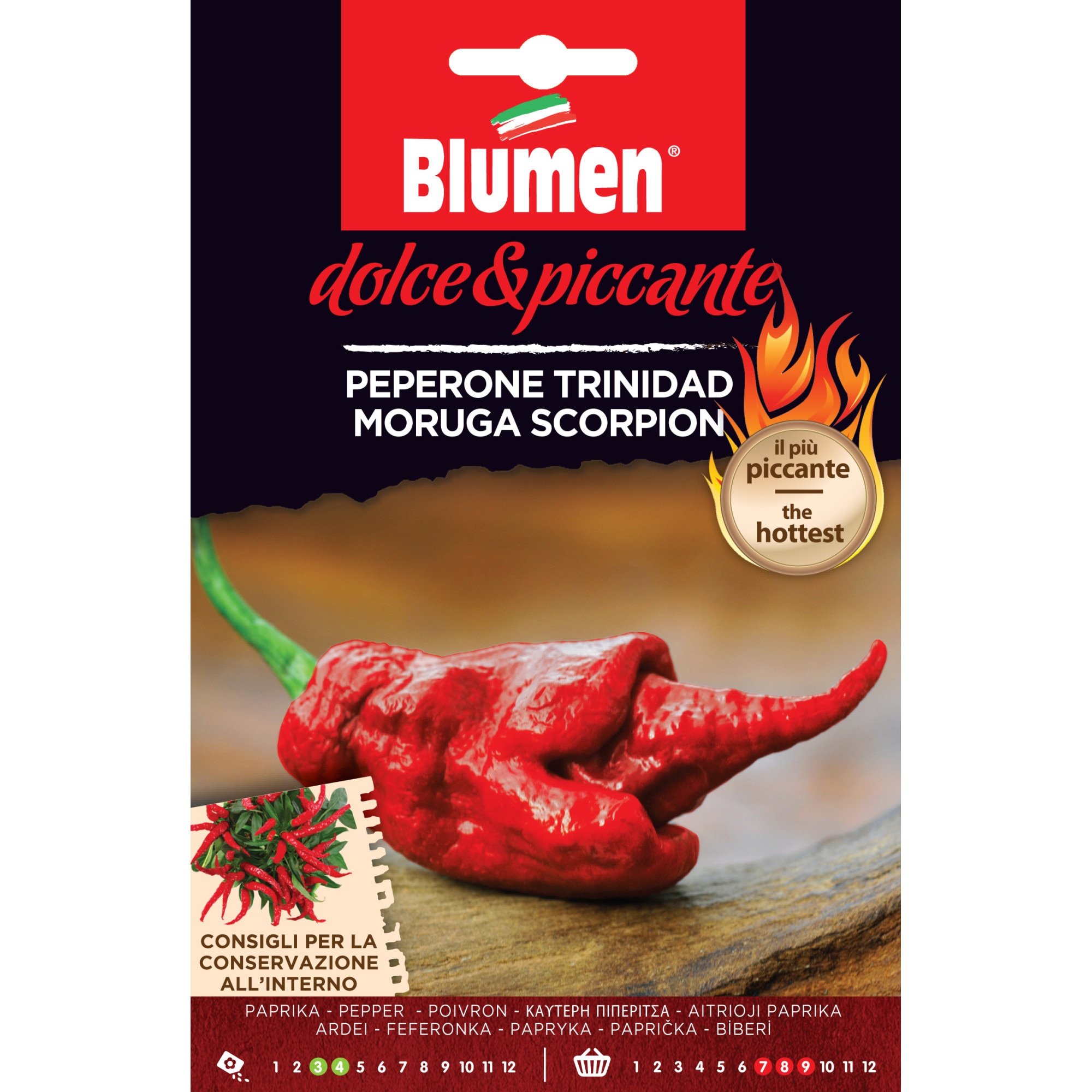Seminte de ardei iuti premium Blumen, colectia Dolce e Piccante, soi Trinidad Moruga Scorpion