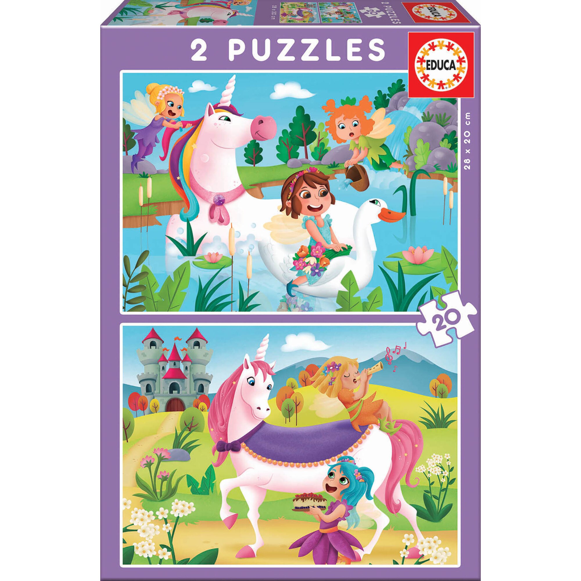 Set 2 puzzle 20 piese Junior Unicorns & Fairies 18064, Educa