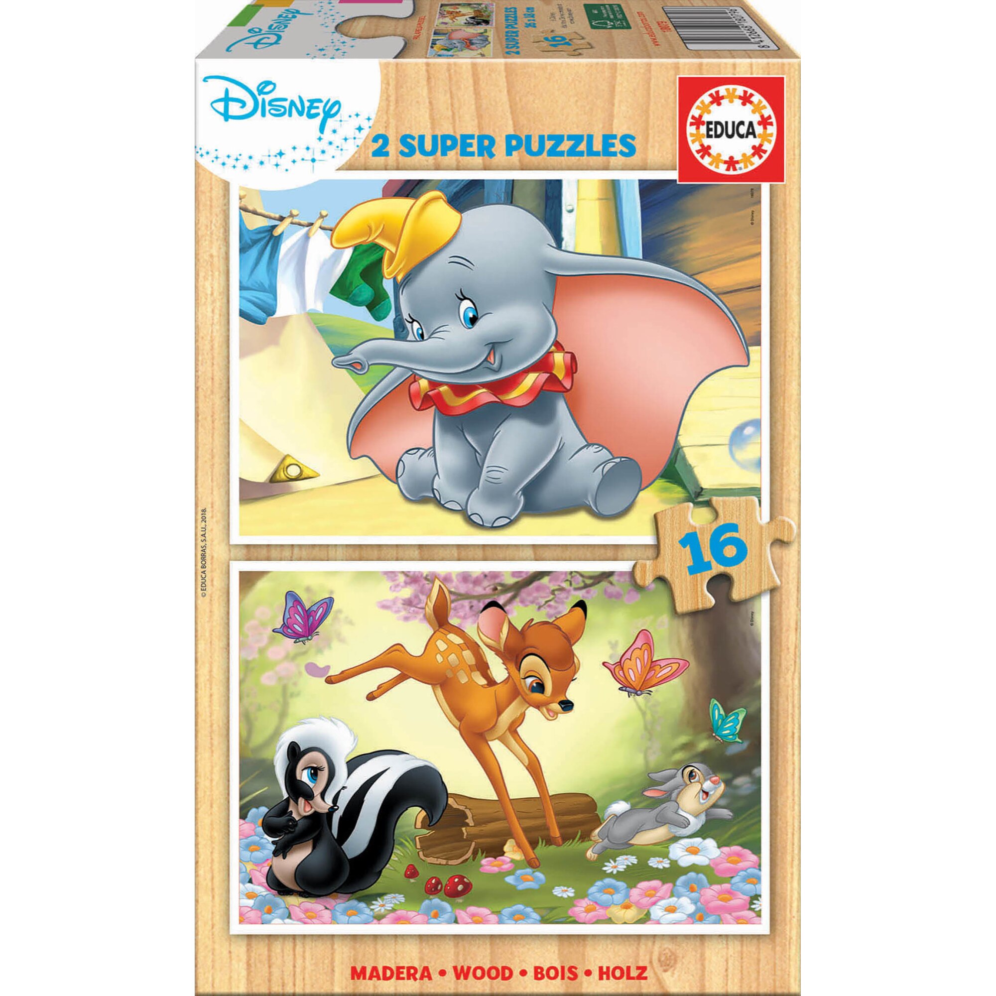 Set 2 puzzle 16 piese Disney Animals 18079, Educa