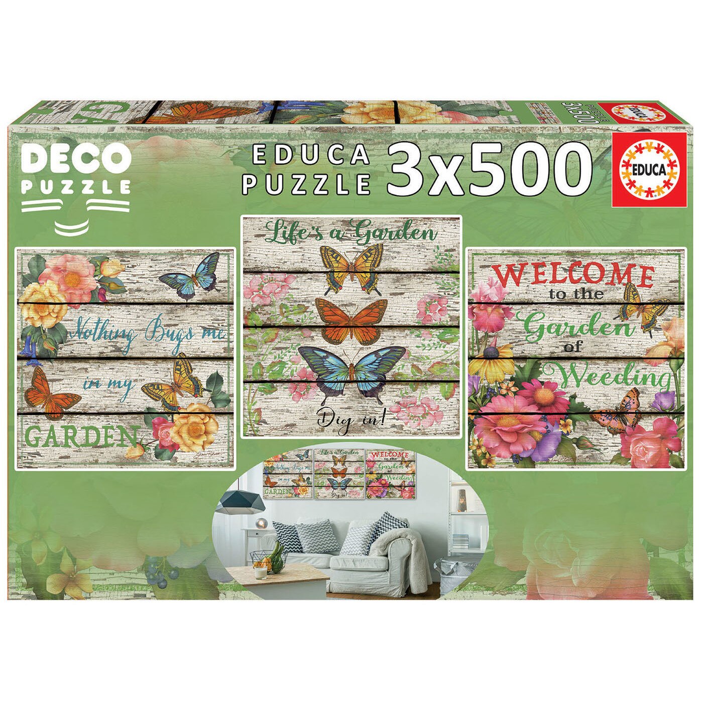 Set 3 Puzzle de 500 piese Deco Country Garden 17965, Educa