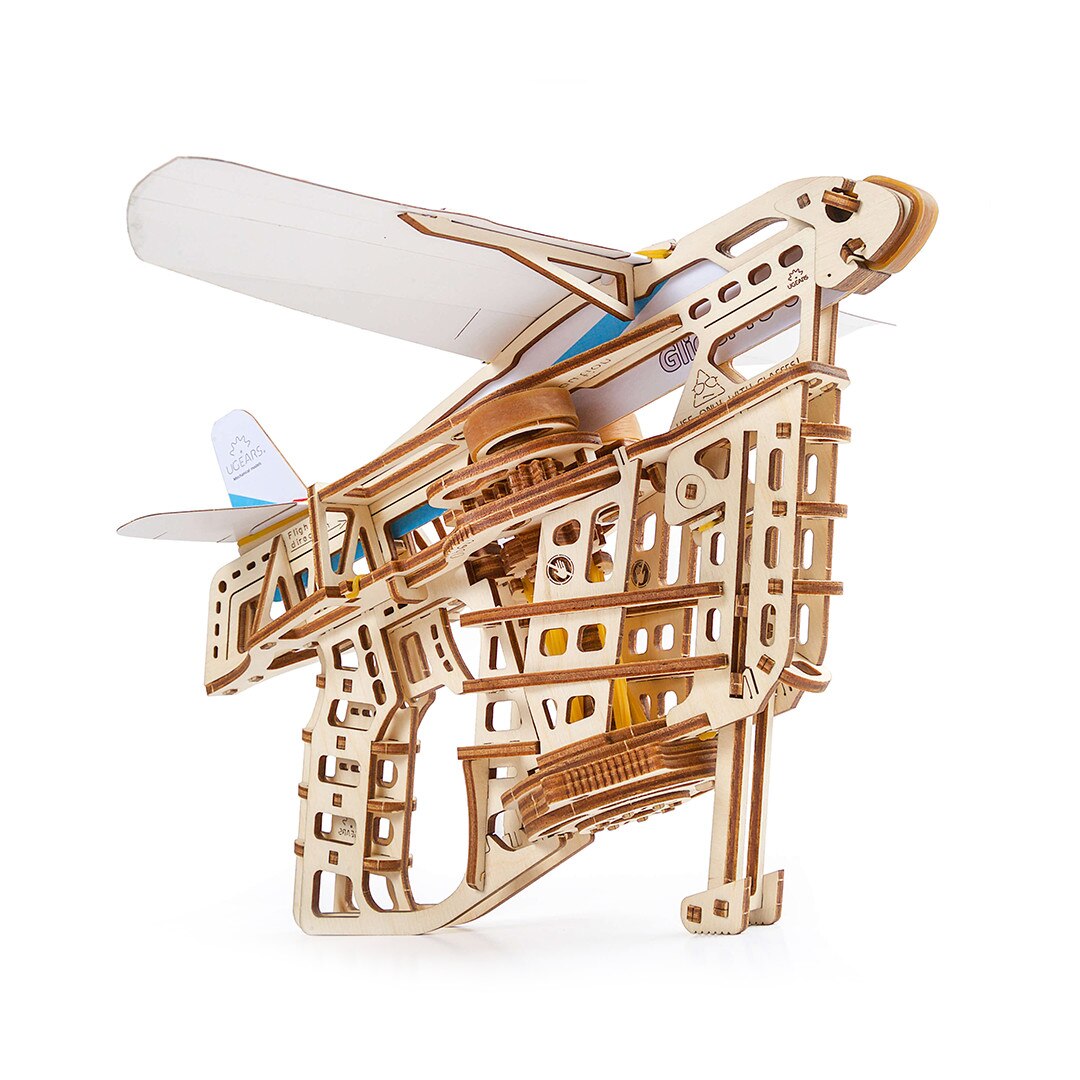 Puzzle 3D mecanic UGears Flight Starter Lemn natur