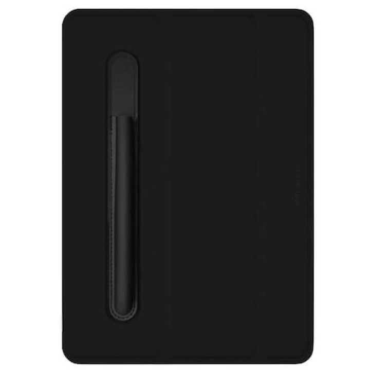 Macally Stand Pen Case - полиуретанов калъф и поставка с отделение за Apple Pencil за iPad 7 (2019) (черен)