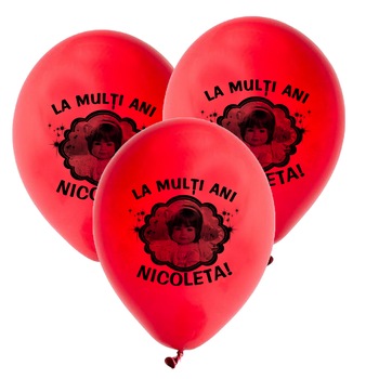 Baloane personalizate cu fotografie, La Multi Ani, set 30 bucati, culoare rosie Baloane personalizate cu fotografie, La Multi Ani, set 30 bucati, culoare rosie
