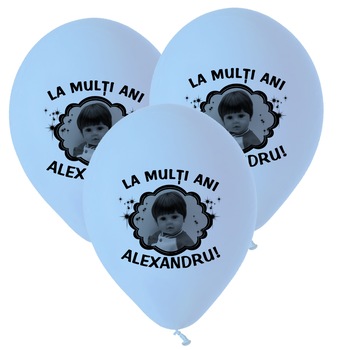 Baloane personalizate cu fotografie, La Multi Ani, set 30 bucati, culoare bleu Baloane personalizate cu fotografie, La Multi Ani, set 30 bucati, culoare bleu