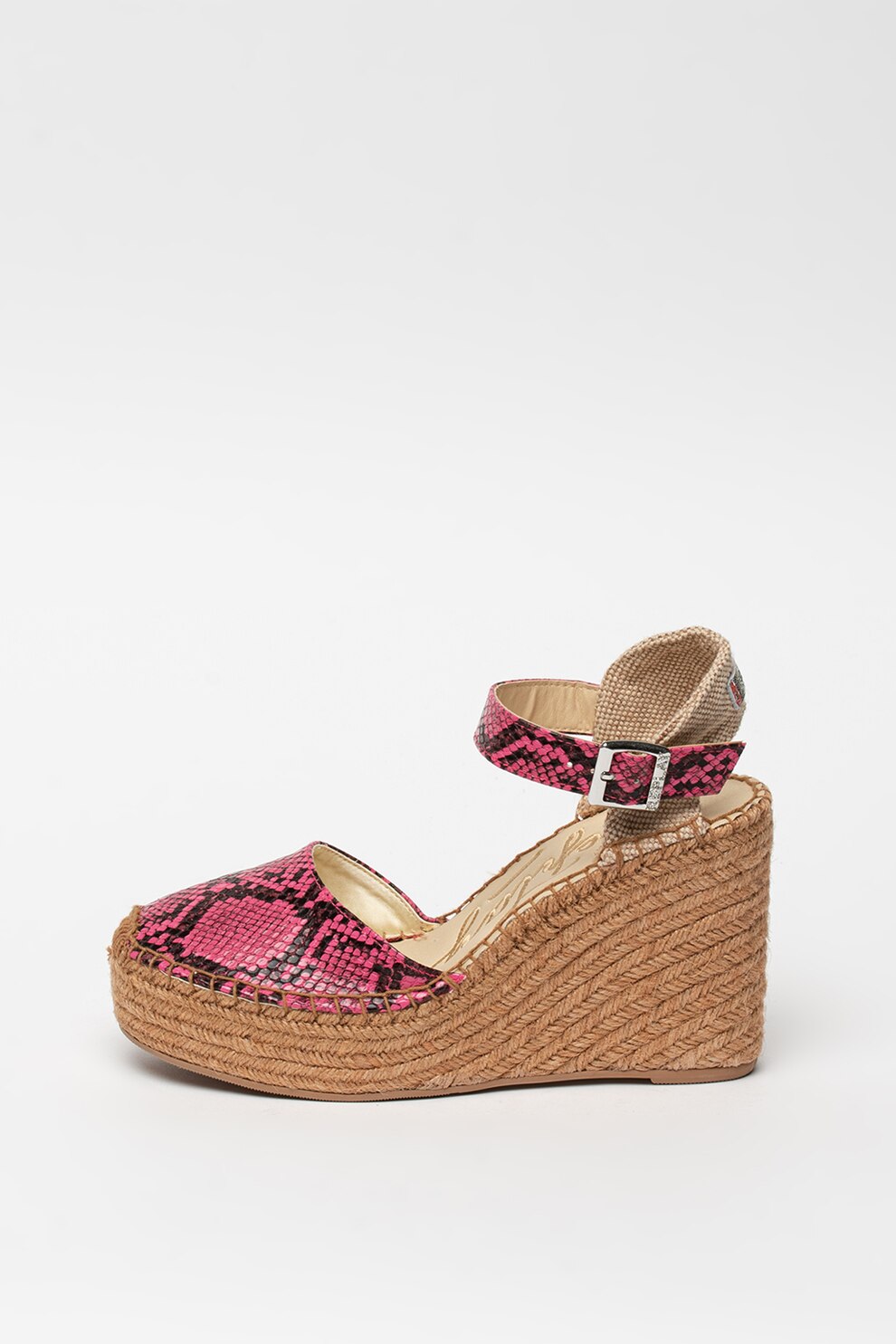 Replay, Sandale wedge tip espadrile, cu aspect de piele de reptila Wattlet