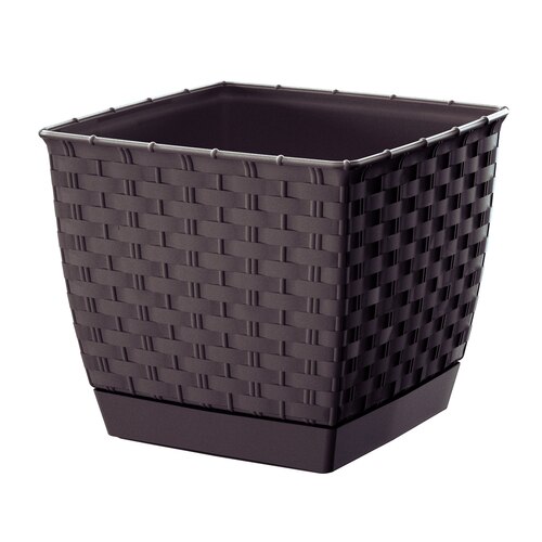 Ghiveci decorativ ProsperPlast, Ratolla Square, 16.5x16.5x14.2 cm, 2.5 l, maro