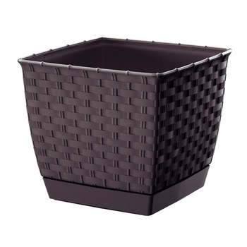 Ghiveci decorativ ProsperPlast, Ratolla Square, 16.5x16.5x14.2 cm, 2.5 l, maro Ghiveci decorativ ProsperPlast, Ratolla Square, 16.5x16.5x14.2 cm, 2.5 l, maro