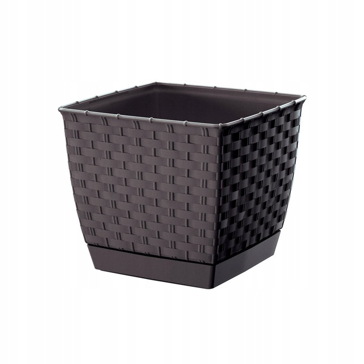 Ghiveci decorativ ProsperPlast, Ratolla Square, 16.5x16.5x14.2 cm, 2.5 l, maro
