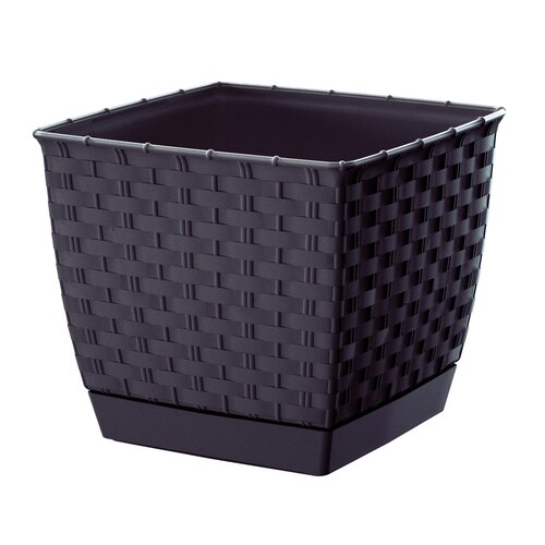 Ghiveci decorativ ProsperPlast, Ratolla Square, 16.5x16.5x14.2 cm, 2.5 l, negru