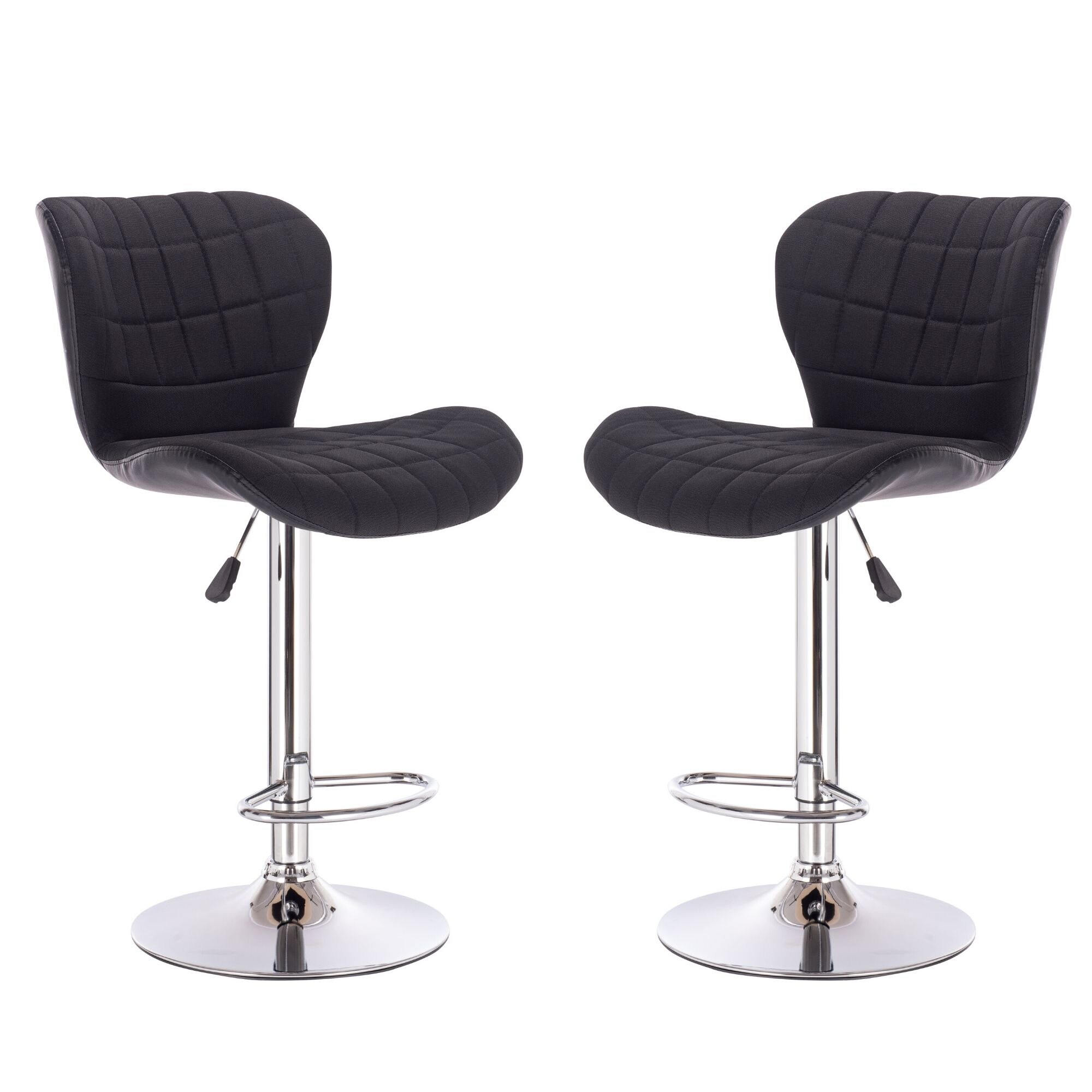 Set 2 scaune de bar LOLA, Textil/Piele ecologica, Negru