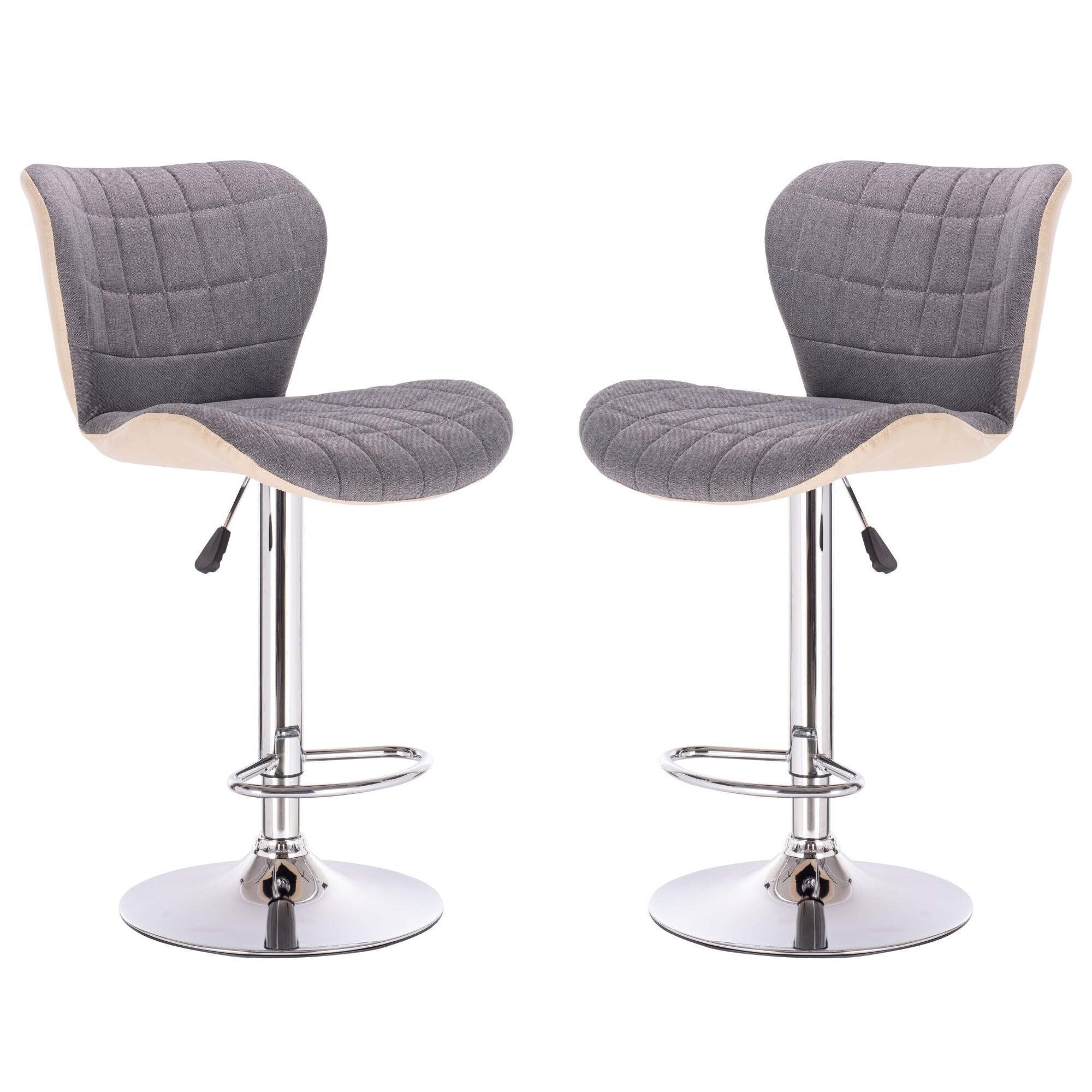 Set 2 scaune de bar LOLA, Textil/Piele ecologica, Gri/Ivory