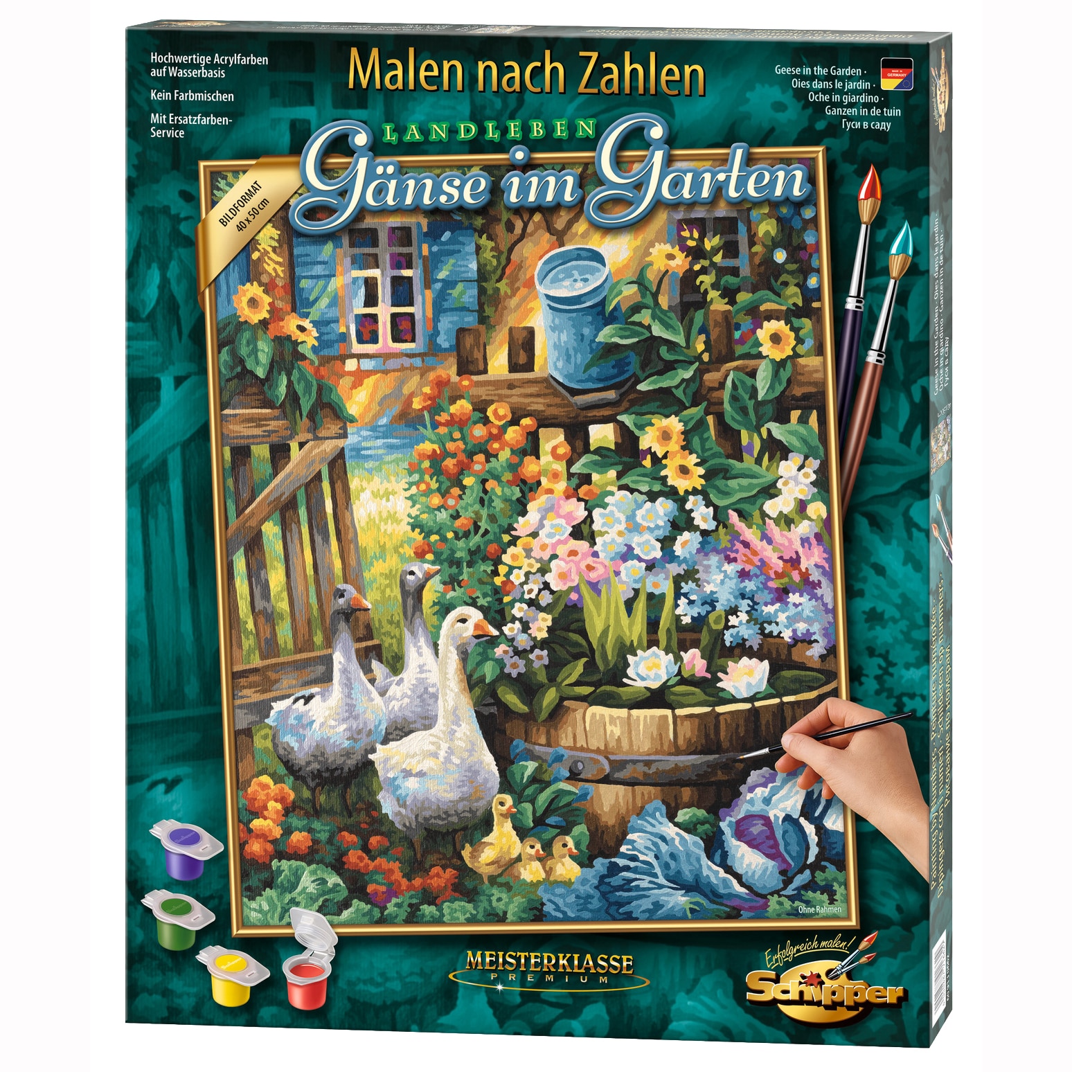 Set pictura pe numere Schipper - Geese in the Garden, 40x50 cm