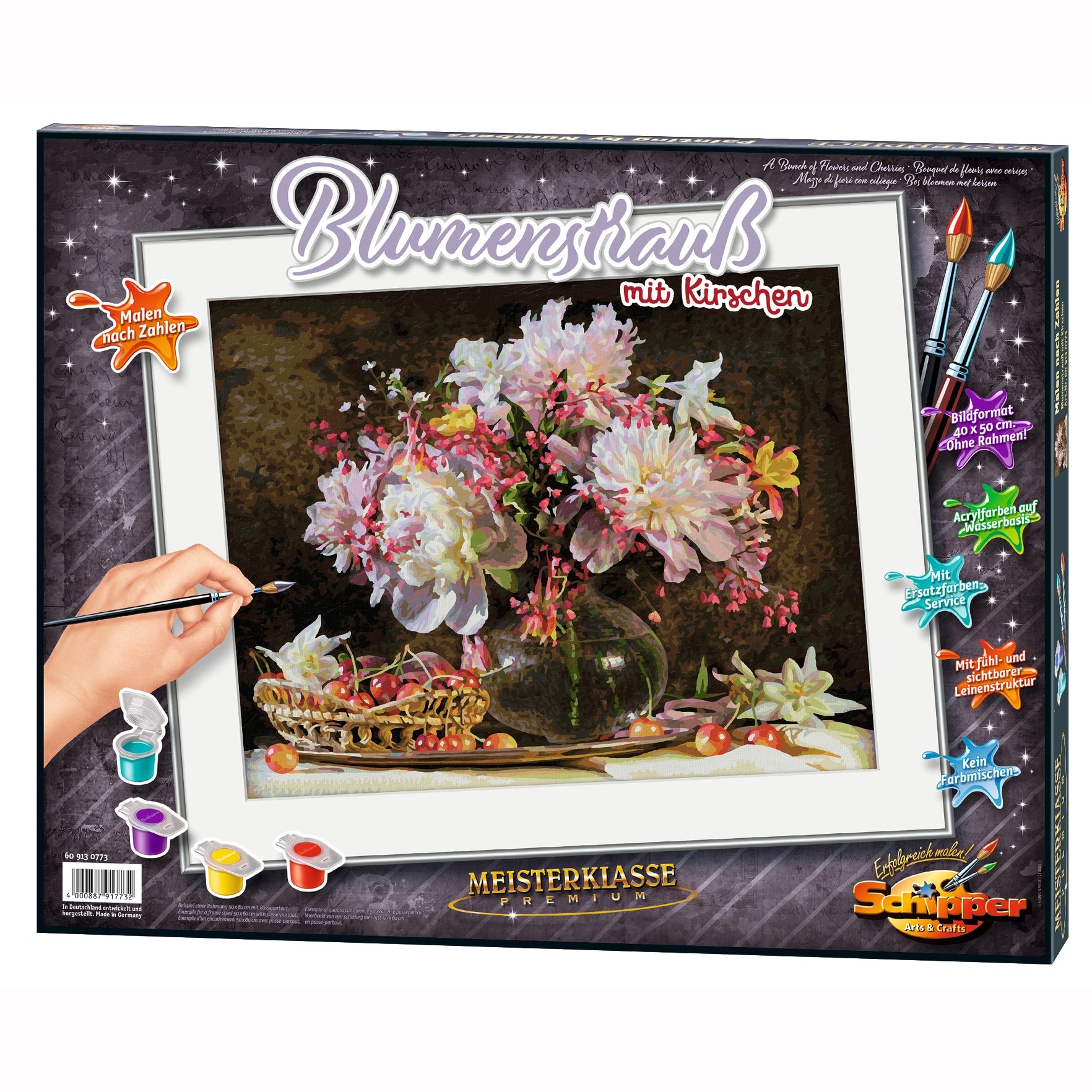 Set pictura pe numere Schipper - A Bunch of Flowers and Cherries, 40x50 cm