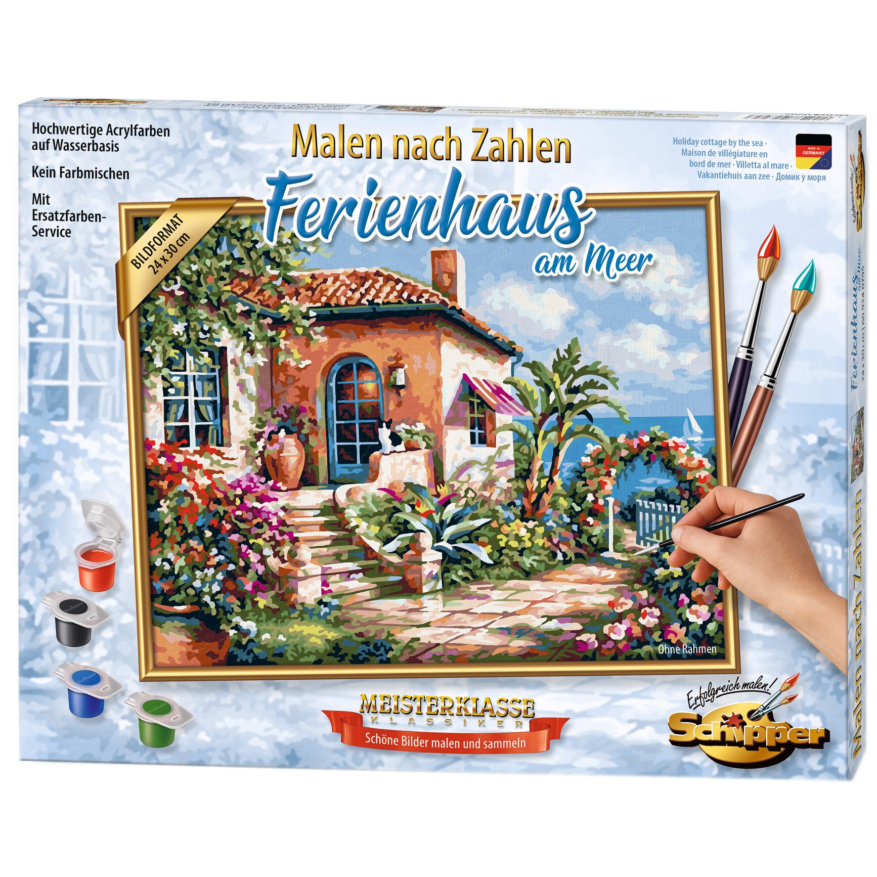 Set pictura pe numere Schipper - Holiday cottage by the sea, 24x30 cm