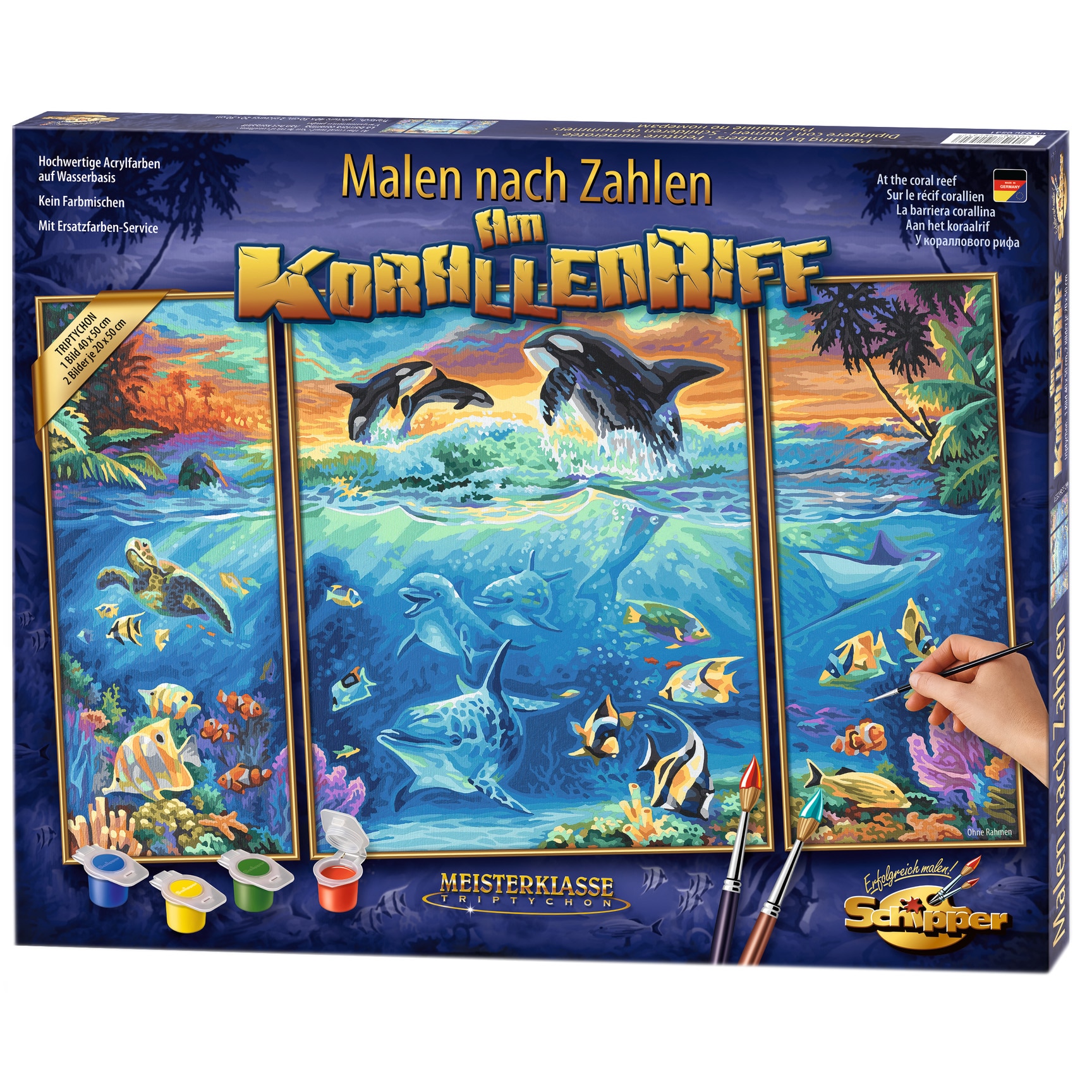 Set pictura pe numere Schipper Triptic - At the coral reef, 50x80 cm