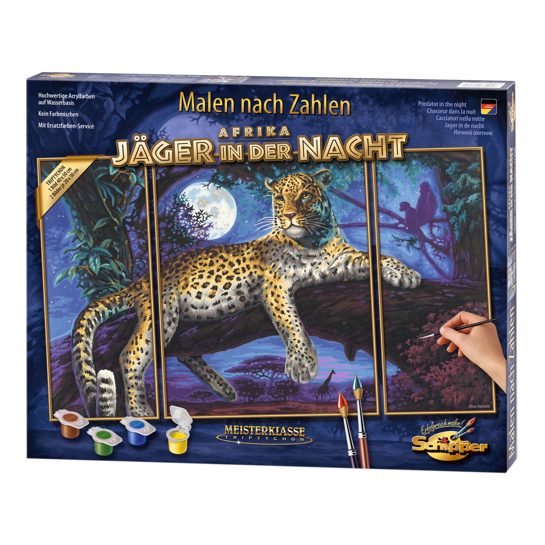 Set pictura pe numere Schipper Triptic - Predator in the night, 50x80 cm