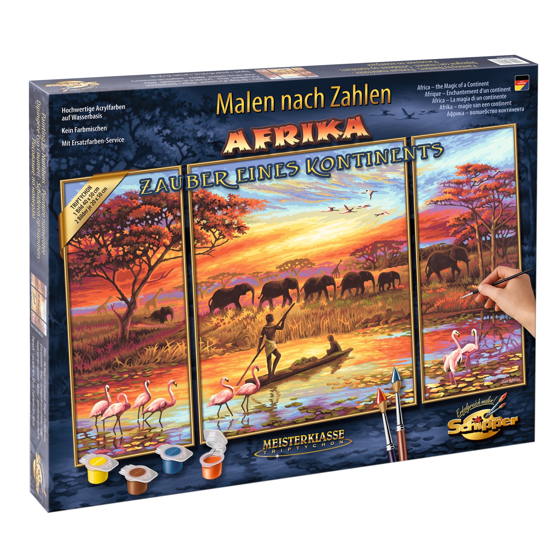 Set pictura pe numere Schipper Triptic - Africa - the Magic of a Continent, 50x80 cm