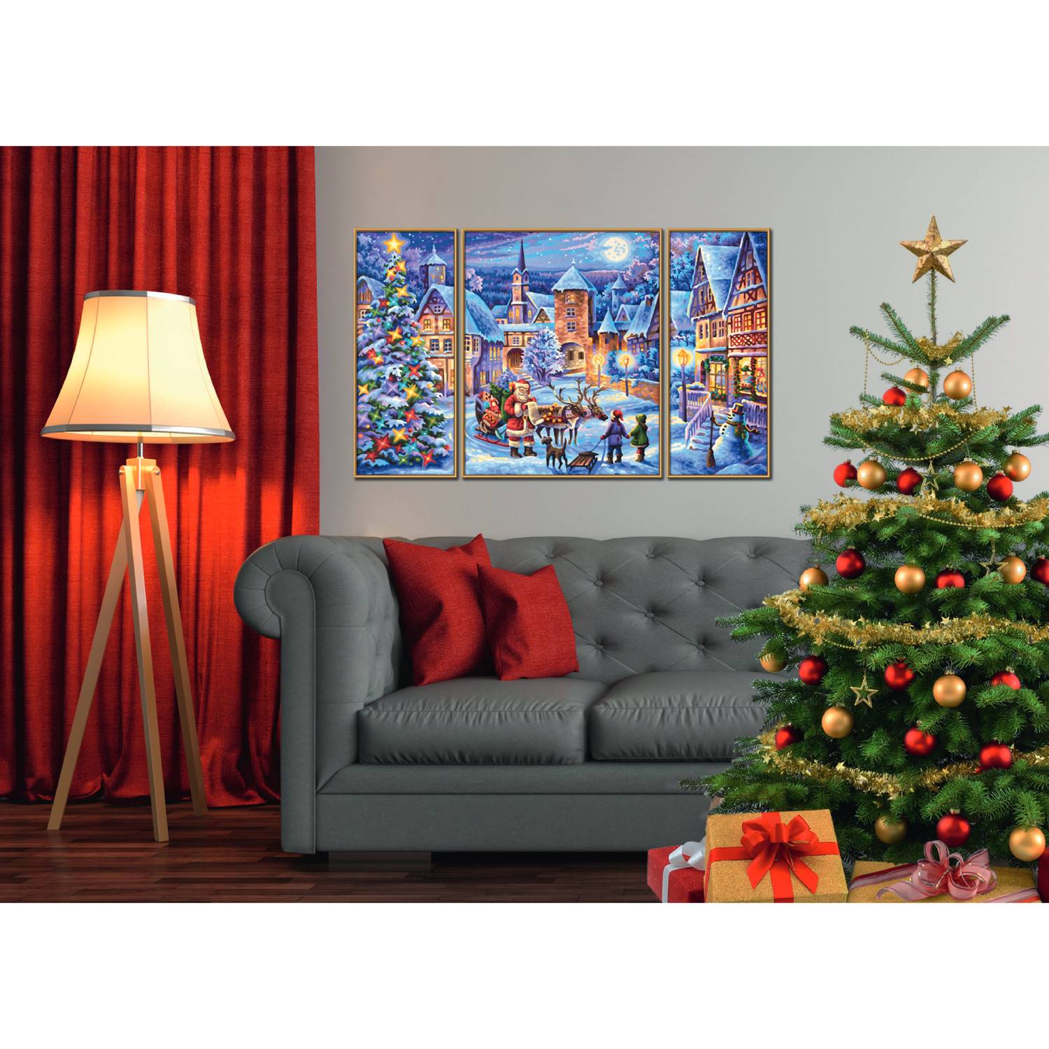 Комплект за рисуване по номера Schipper Triptic White Christmas