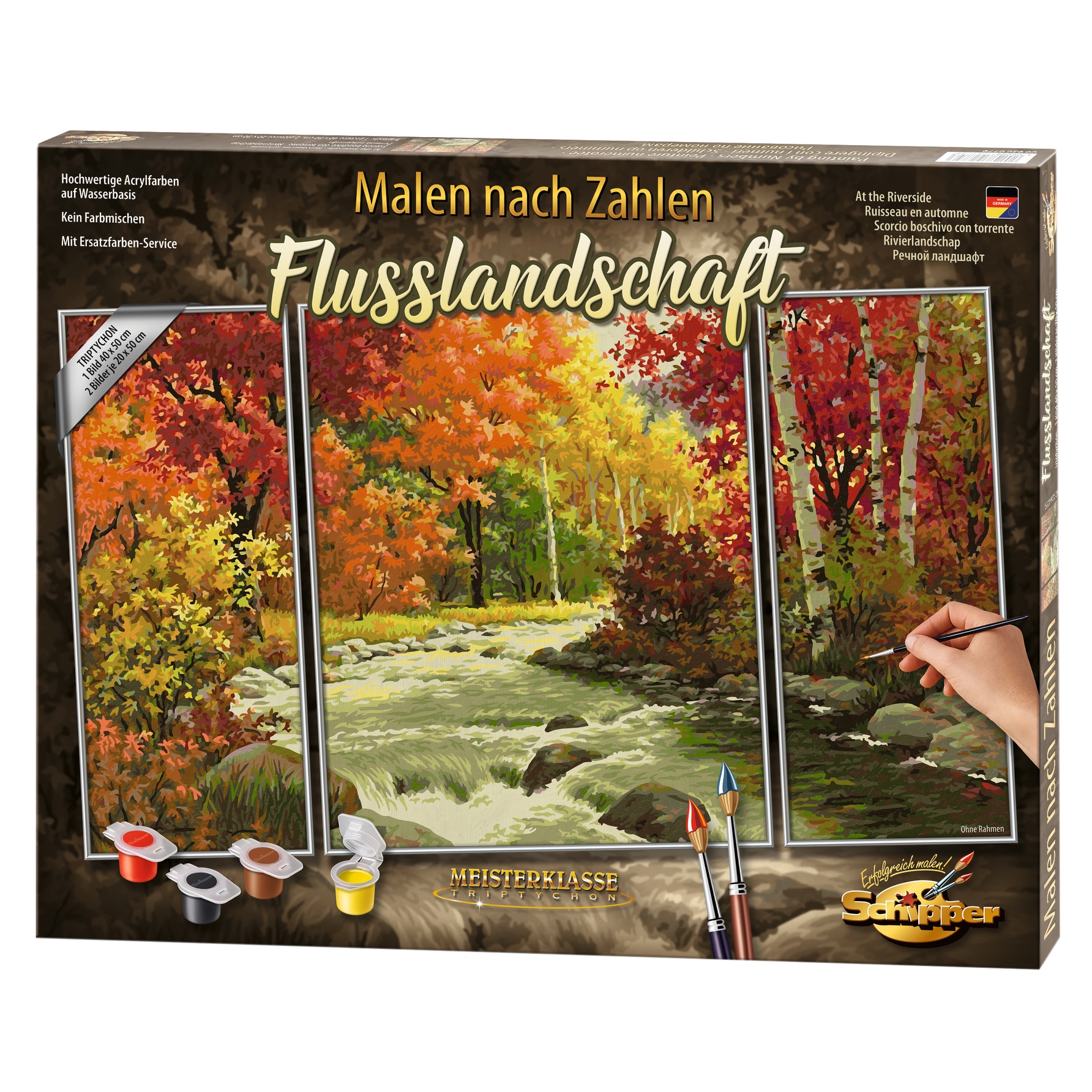 Set pictura pe numere Schipper Triptic - By the Riverside, 50x80 cm