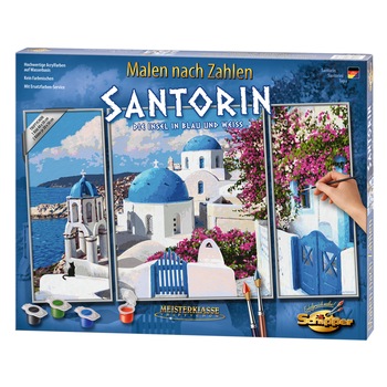 Set pictura pe numere Schipper Triptic - Santorini, 50x80 cm. Set pictura pe numere Schipper Triptic - Santorini, 50x80 cm.