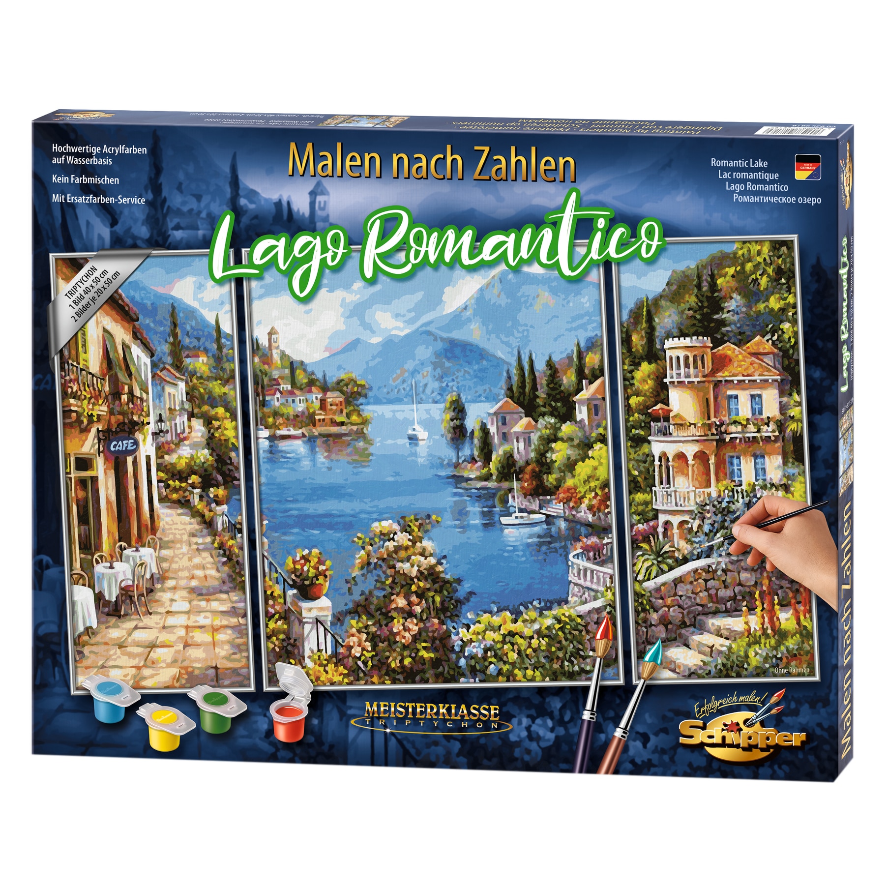 Set pictura pe numere Schipper Triptic - Lago Romantico, 50x80 cm