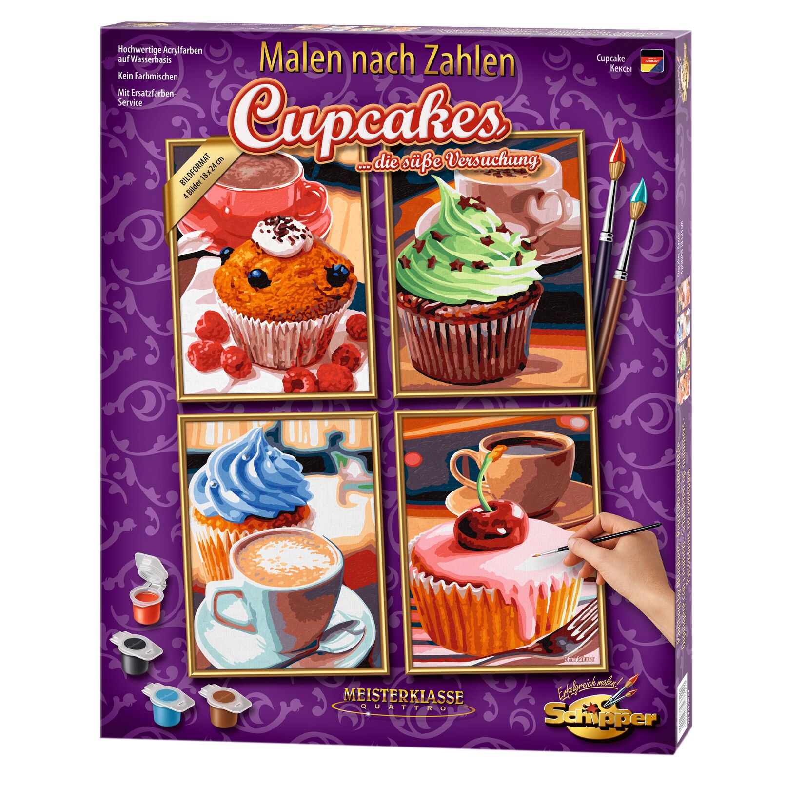 Set pictura pe numere Schipper Quattro - Cupcakes, 36x48 cm