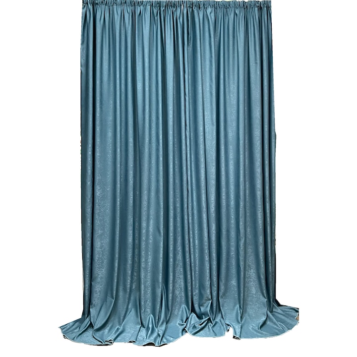 Set draperii semiopace, uni, culoare bleu pudrat, colectia 
