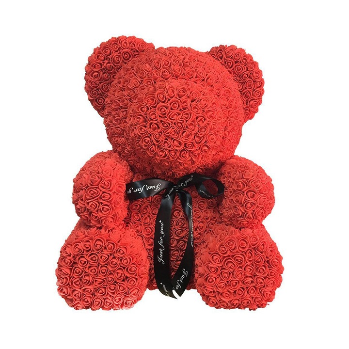 Rózsa maci, örök virág maci, habrózsa - piros 70 cm