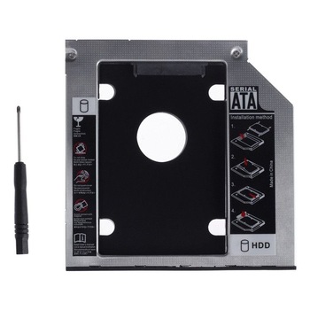 Adaptor CADDY HDD / SSD, pentru unitati optice de grosime 12.7 mm, interfata SATA-SATA, cu masca frontala din plastic+metal - Serial ATA 12mm Adaptor CADDY HDD / SSD, pentru unitati optice de grosime 12.7 mm, interfata SATA-SATA, cu masca frontala din plastic+metal - Serial ATA 12mm