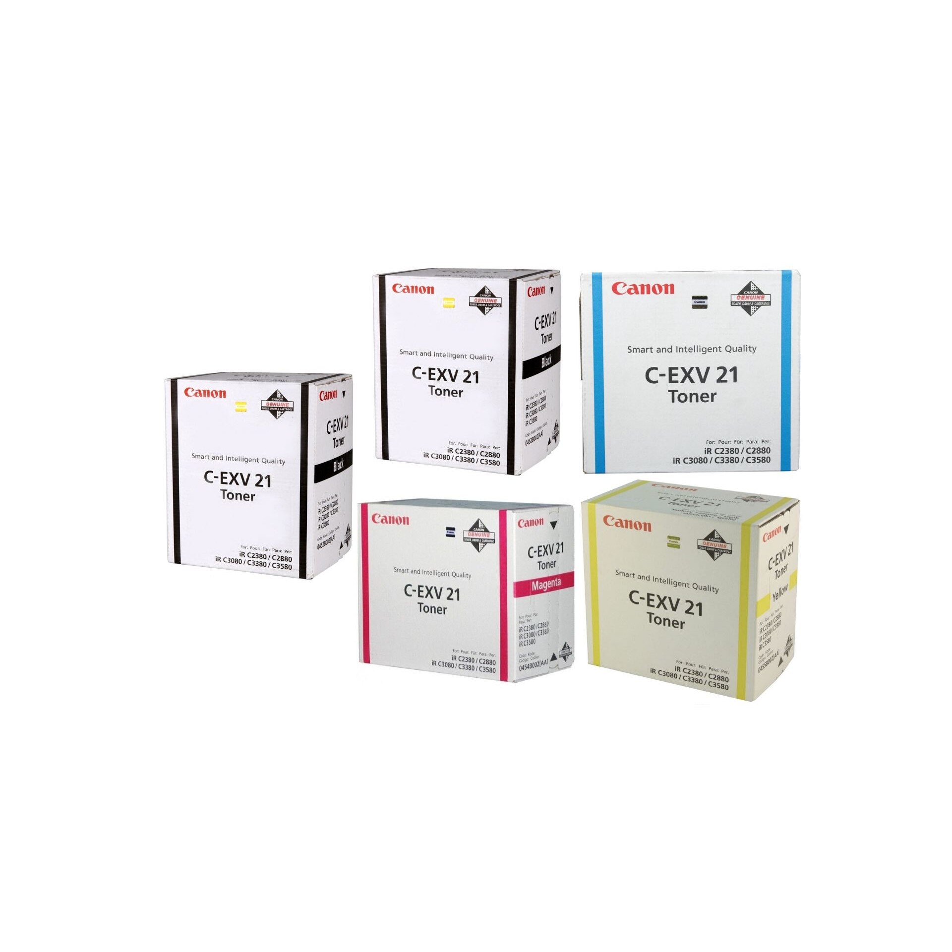 Pachet cartuse toner C-EXV21BK negru x2 C-EXV21C cyan C-EXV21M magenta C-EXV21Y galben Canon original 94000 pagini