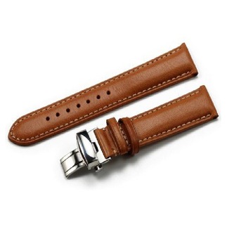 Curea ceas piele maro mat + cusatura maro DEPLOYANT 18 mm Curea ceas piele maro mat + cusatura maro DEPLOYANT 18 mm