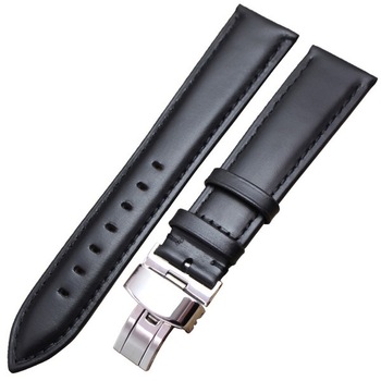 Curea ceas piele negru mat + cusatura neagra , DEPLOYANT 22 mm Curea ceas piele negru mat + cusatura neagra , DEPLOYANT 22 mm