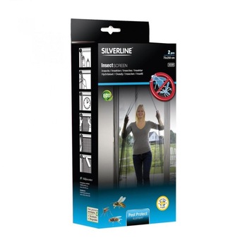 Plasa anti-insecte pentru usa, Silverline, 2 parti, 75x250cm, gri antracit Plasa anti-insecte pentru usa, Silverline, 2 parti, 75x250cm, gri antracit
