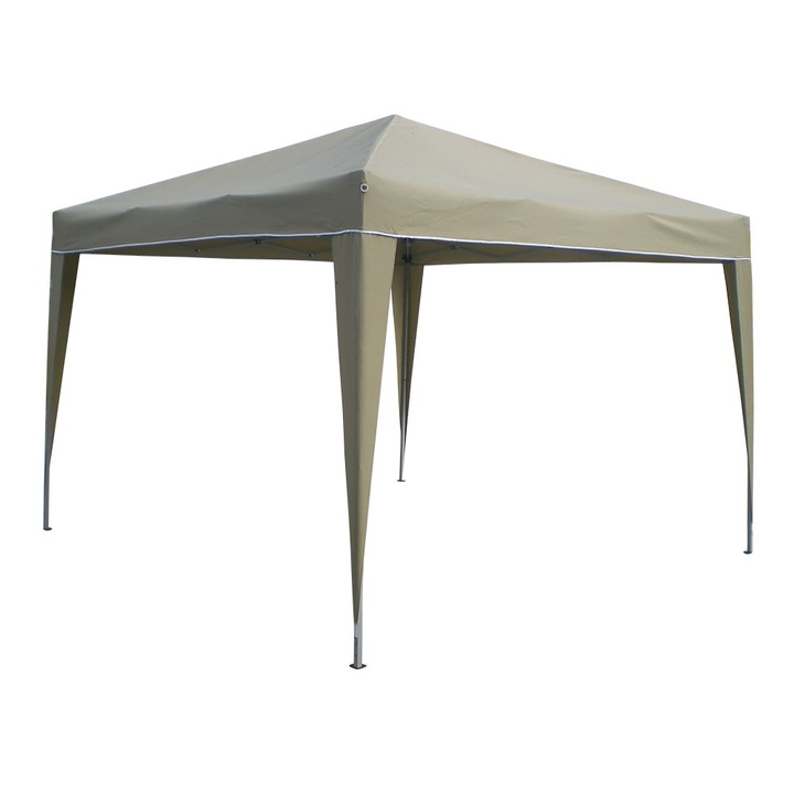 Pavilion gradina Gazela, 295x295 cm, cadru otel vopsit electrostatic, textil waterproof, perete lateral cu fereastra pvc inclus, bej