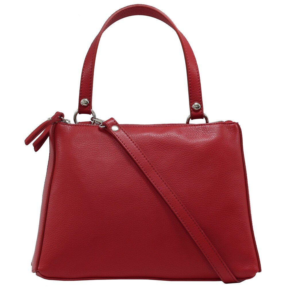 Geanta de dama casual din piele naturala LU27A rosu