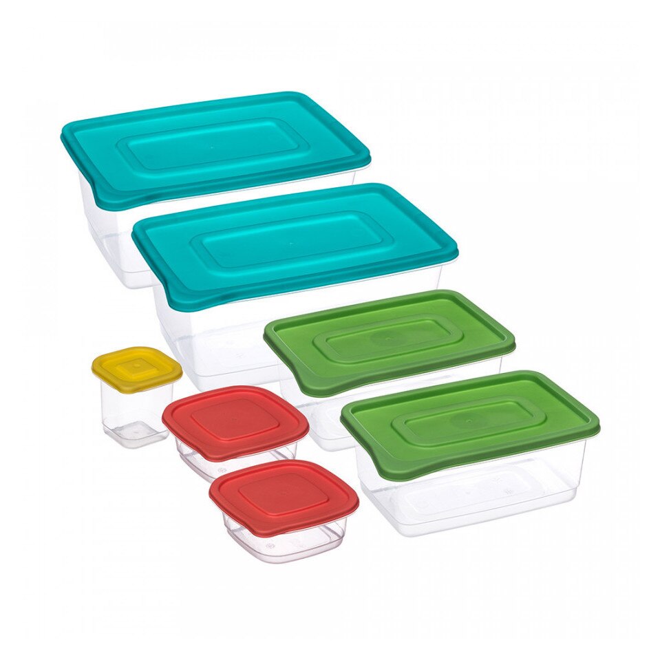 Set 7 recipiente cu capac, polipropilena, JJA