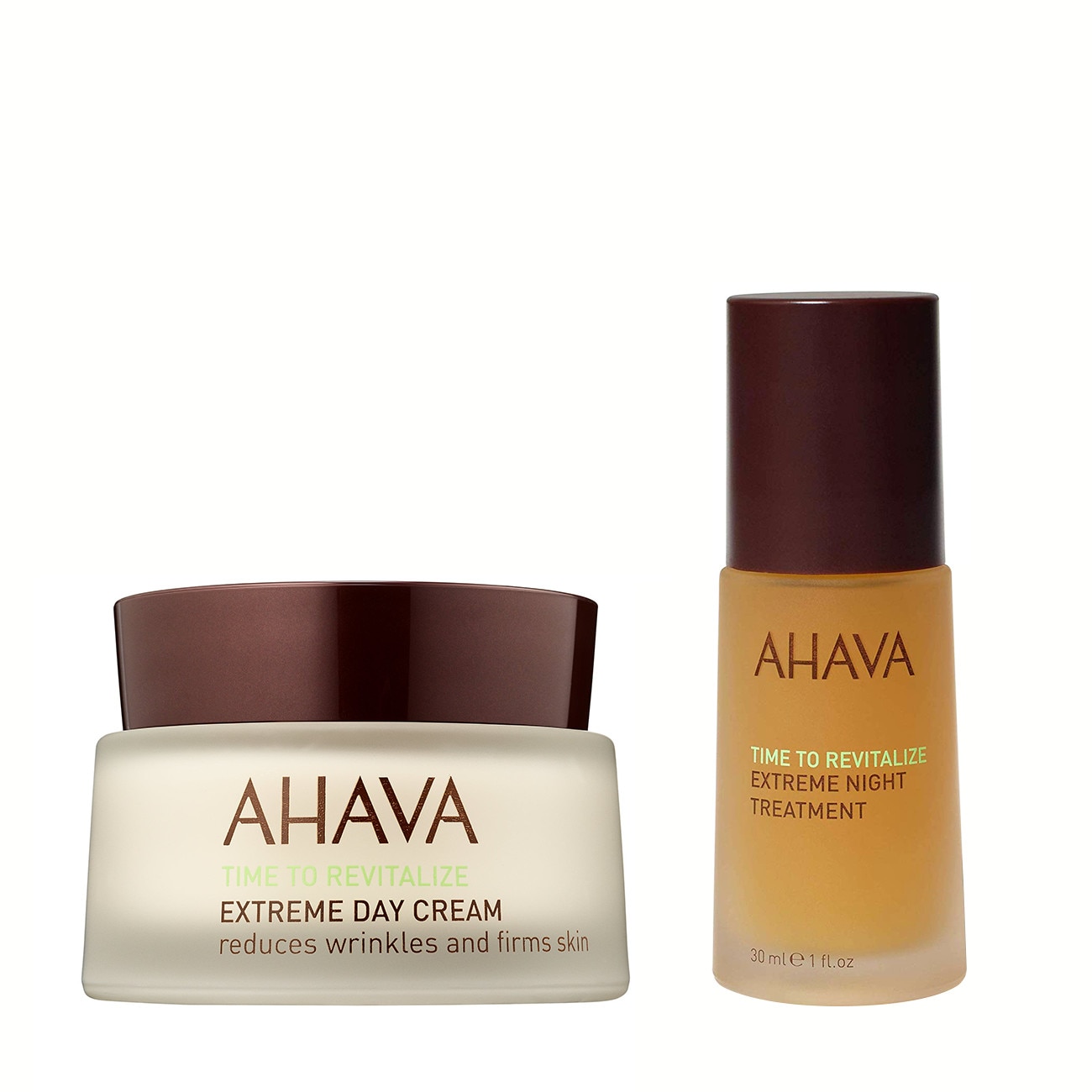 Set Ahava Perfect Partners Wrinkle Reduction: Crema de zi antirid, 50 ml si Tratament antirid de noapte, 30 ml